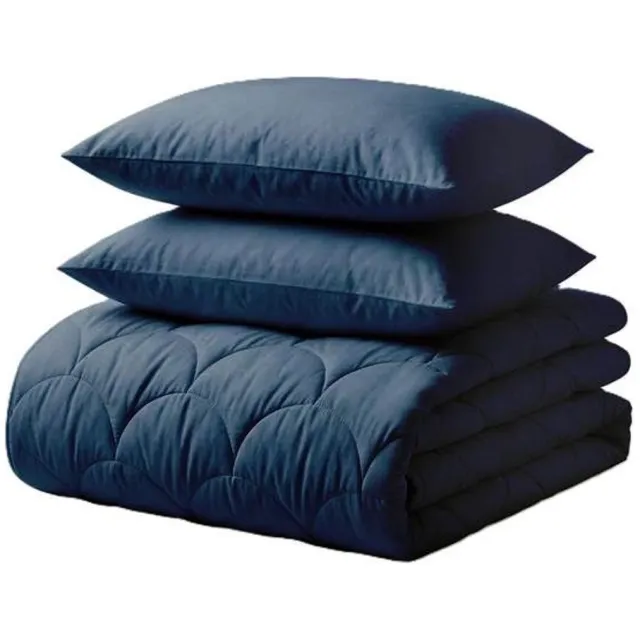 Zydante Katoen Percale Dekbed 140x200 cm + 1 Kussensloop 60x70 cm – 100% Katoen – 200 TC – Zacht, Ademend en Verkoelend – Hotelkwaliteit - Donkerblauw
