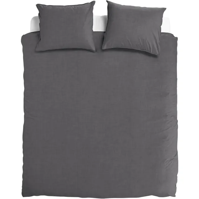 totaalBED Dekbedovertrek Lou Dark Grey - 240x200/220 cm - 50% linnen, 50% katoen - incl.