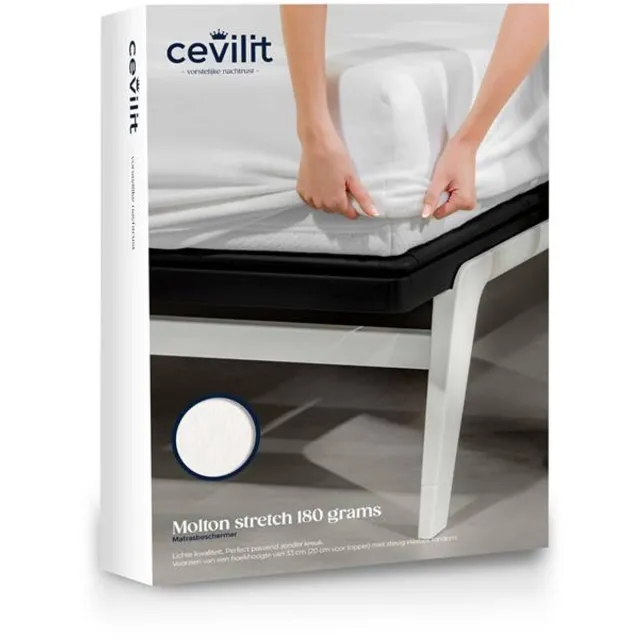 Cevilit Molton Stretch 180 Grams Hoeslaken - Wit - 160x200 cm