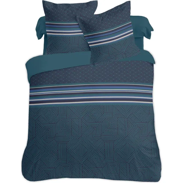 VISION home VISION Marco Dekbedovertrekset - 100% katoen: zacht en soepel - Kingsize - Dekbedovertrek met 2 bijhorende slopen - Blauw / groen - Oekotex gecertificeerd