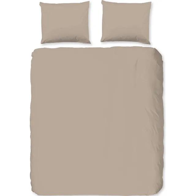 Zavelo Flanellette - Effen Dekbedovertrek Zand - Flanel Dekbedovertrek -1-persoons (140 x 200/220 cm) Beige