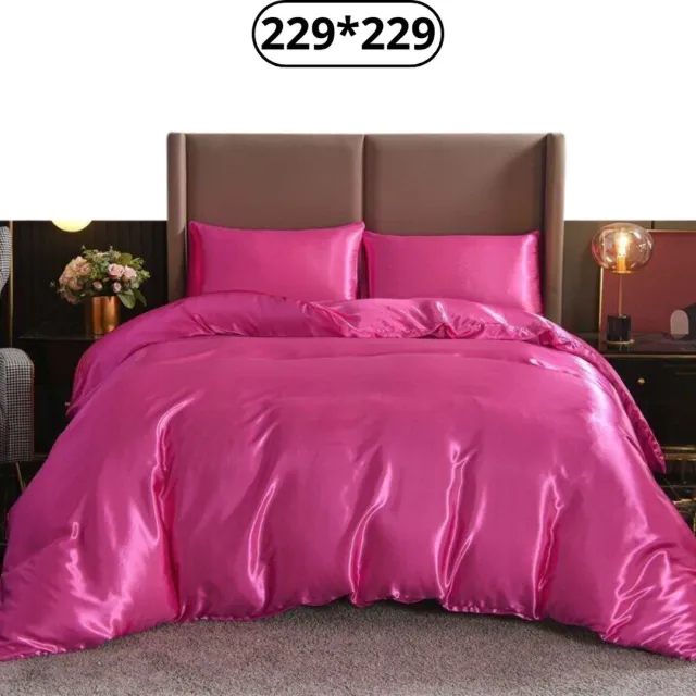 Bovista Satijnen Dekbedovertrek - Fleece Dekbedovertrek - Pluche - Dekbed - Deken - Inclusief Kussenslopen - Donker Roze 229x229cm