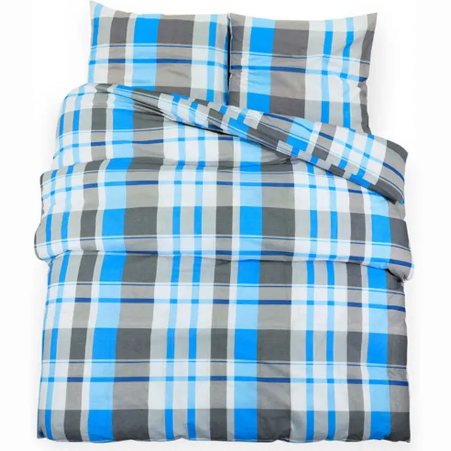vidaXL Dekbedovertrekset - cm - katoen - blauw - en - grijs blauw en grijs