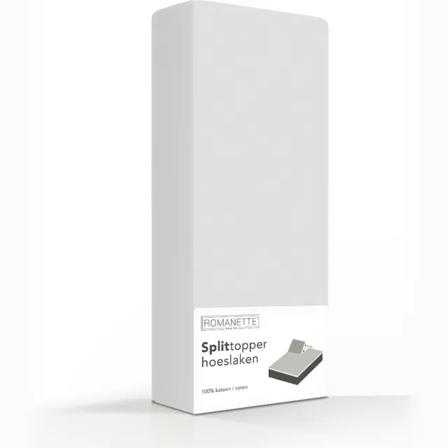 Romanette Split Topper Hoeslaken - Zilver, Maat: 180 x 220 cm - Katoen - Zilver - Romanette - Kleur: Zilver, Maat: 180 x 220 cm Grijs