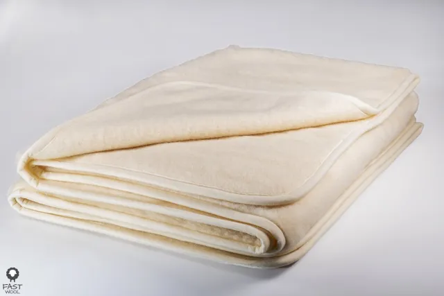 fast wool Wollen Deken – 160x200 cm – 100% Merinowol – Warme Plaid – Woondeken – Bankdeken – Beddeken - Ecru
