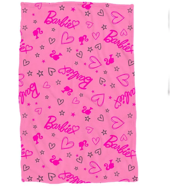 Barbie Fleece Deken Heart - 90 x 140 cm - Polyester Roze