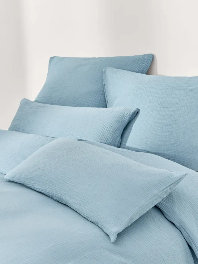 Westwing Collection Mousseline dekbedovertrek Odile Blauw
