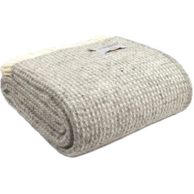 Tweedmill Plaid Waffle Grijs - 150x183 - Nieuw Wol - Tweedmill UK