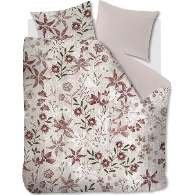 Riviera Maison Floral Flowers dekbedovertrek - Eenpersoons - 140x200/220 - Rood