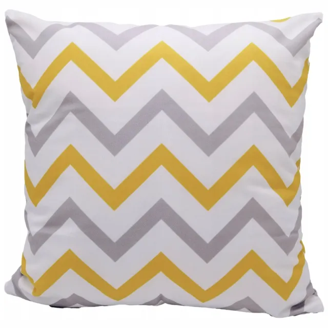 Fashion home Decoratieve kussensloop 45x45 cm met geometrisch patroon geel, grijs en wit