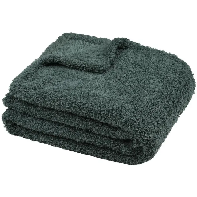Textiles Plaid/bankdeken Montreal - jade groen - 180 x 220 cm - harige polyester stof - 2 persoons