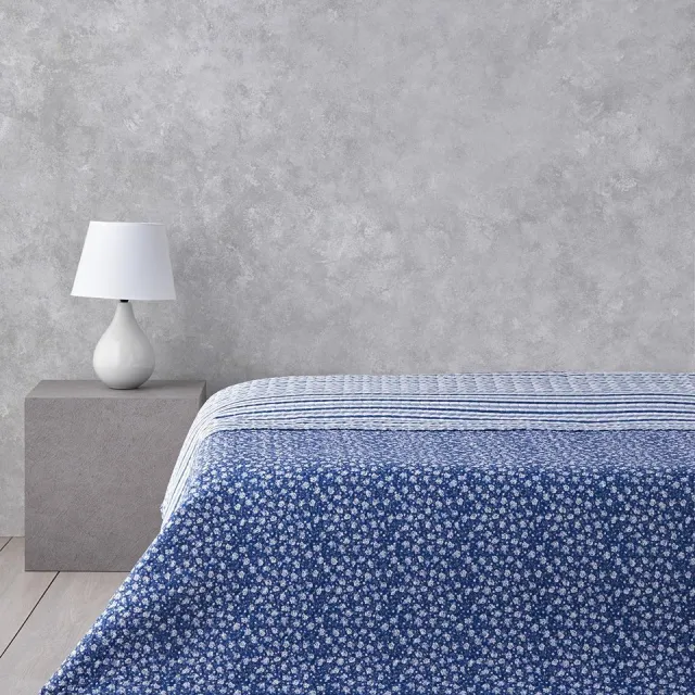 English Home dekbed zonder overtrek - Bedrukt dekbed - Wasbaar - 200x220 cm - Blauw