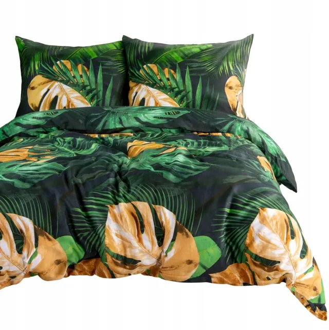 Darymex Satine Dekbedovertrek met Monstera Bladeren - Groen