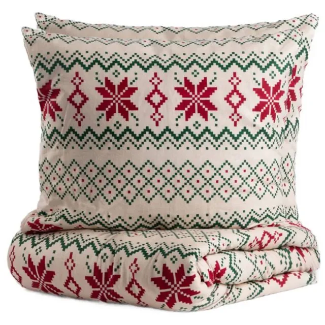 Homla BEDDING - Beddengoed - Dekbedovertrek - WINTEY - Flanel met Kerstpatroon - 160x200 cm Rood