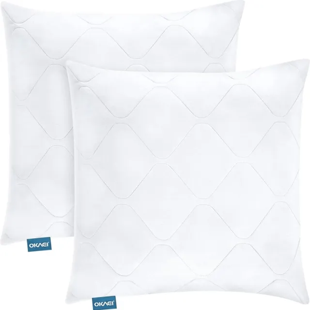 OKAEI Hoofdkussen 40 x 40, set van 2 stuks, superzachte kussenset, mensen met allergieën, hoofdkussen, 40 x 40, kussen, klein, kussen 40 x 40, slaapkussen, bed, superzacht beddengoed en beddengoed Wit