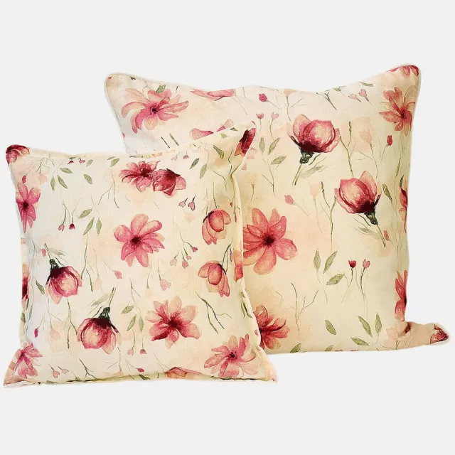 Loberon Kussenhoes set van 2 Doravela rood/crème