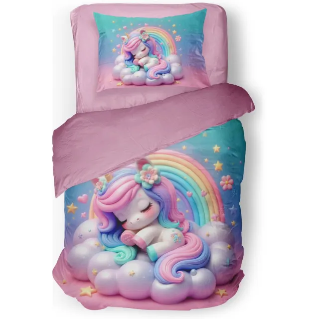 Eleganzzz Kinder Dekbedovertrek Sleepy Unicorn - Unicorn Dekbedovertrek - Multi - Dekbedovertrek Kinderen - Micropercal