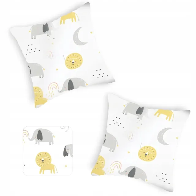 Designpremium Wit Katoenen Kussensloop met Dierenprint - 40x40 cm - 2 Stuks