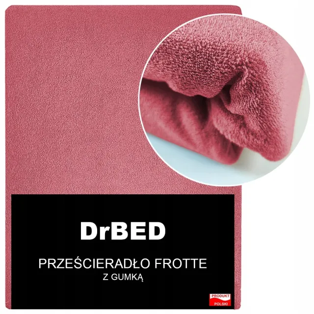 DrBED Frotte Hoeslaken - 180x200 cm - Roze - Ademend - Pools Gemaakt