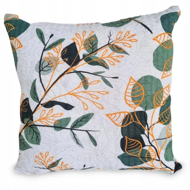 Fan Kussensloop Kora 70x80 Wit Groen Honing Botanische Bladeren Wit, Groen, Honing