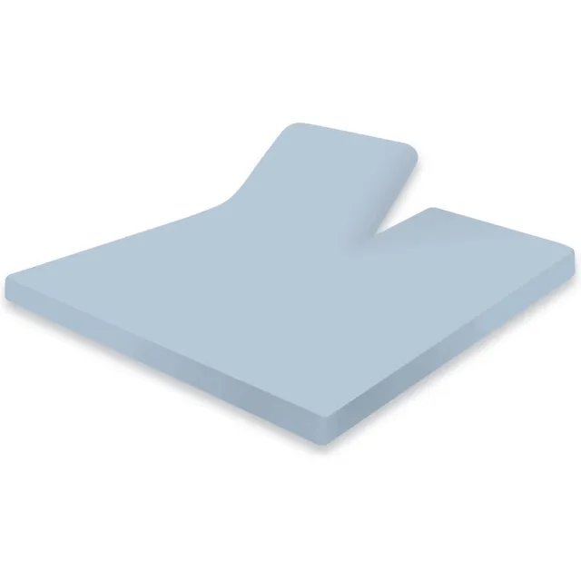 Eleganzzz Splittopper Hoeslaken Jersey Stretch - Licht Blauw - Hoeslaken 180x210/220cm - 100% Katoen - Split Enkel - Single Split Topper - Hoeslakens - Lits Jumeaux