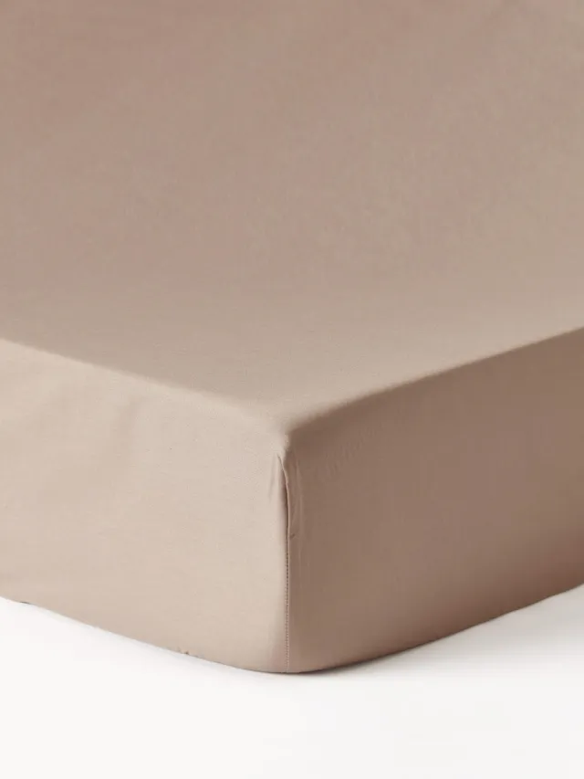 Westwing Collection Katoensatijnen topper hoeslaken Premium Beige