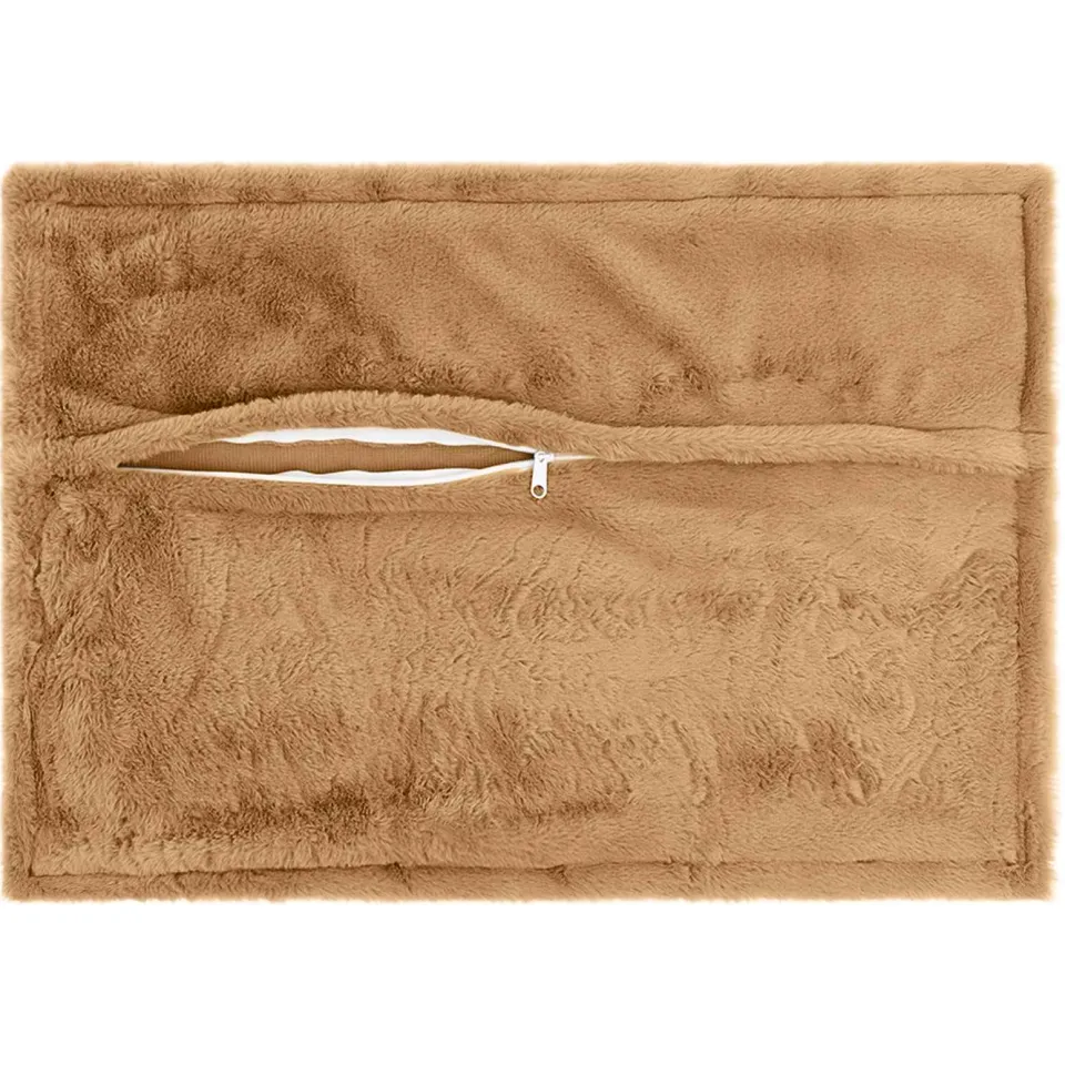 vidaXL Kussensloop 6 st HOUTEN Taupe 50 x 70 cm Nep Konijnenbont, foto 4