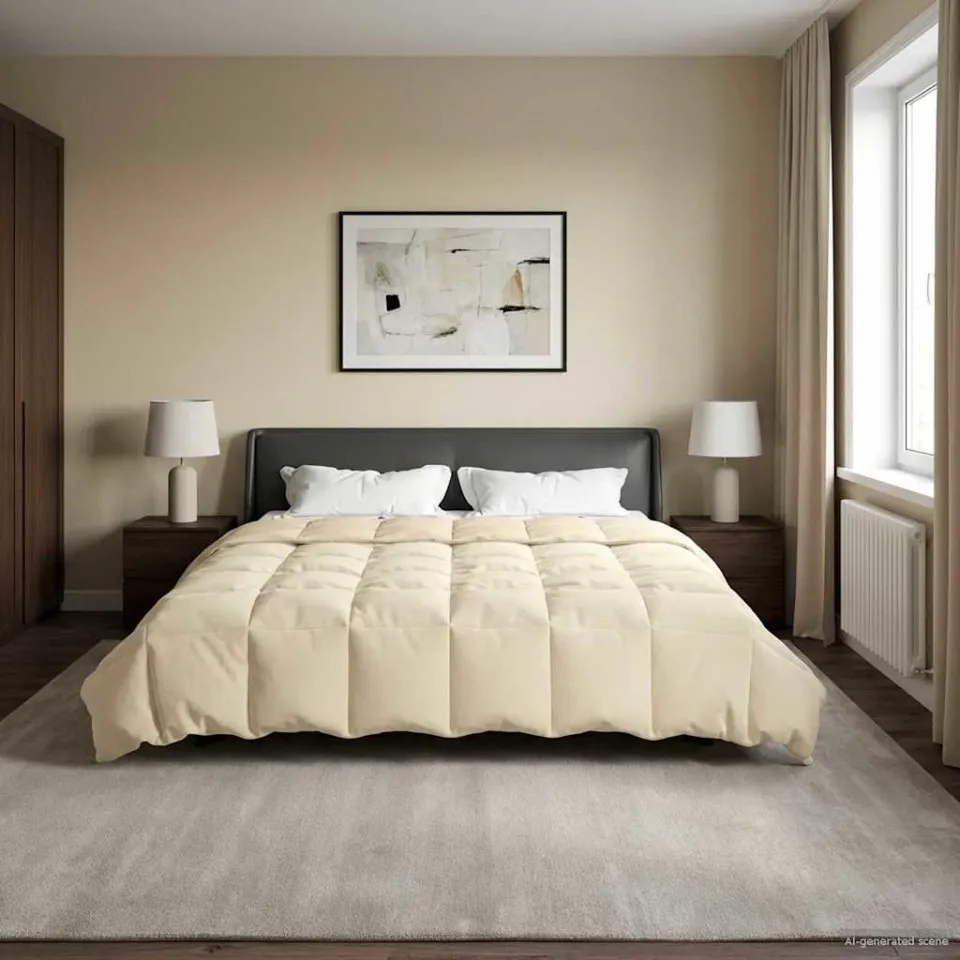 vidaXL Zomer Dekbed 200 x 240 cm Zomer 200 GSM Microvezel Crèmekleurig, foto 4