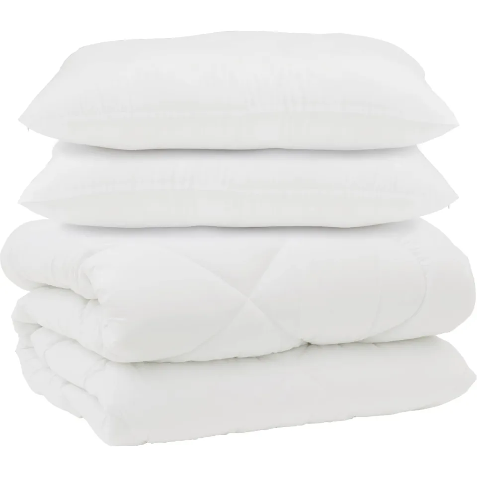 vidaXL Dekbed met Kussens 3 st Wit Microfiber en Dons Feather, foto 3