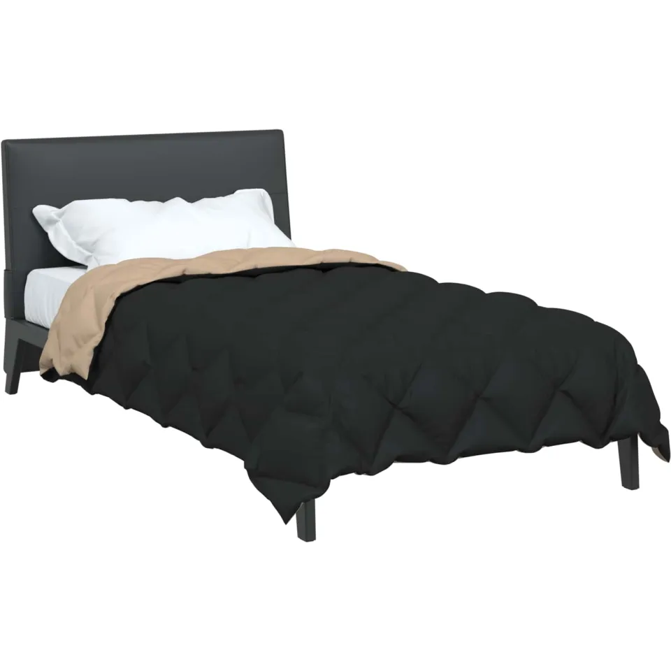 vidaXL Winter Dekbed 135 x 200 cm 450 gsm Microvezel Zwart en Taupe, foto 2
