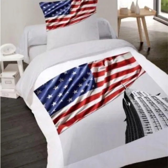 Better Nights 1-Persoonsdekbedovertrek US flag 140x200cm WIT