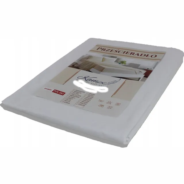 Kam-Pol 100% Katoenen Hoeslaken Damast Glad 220x300 cm Hotelkwaliteit Wit
