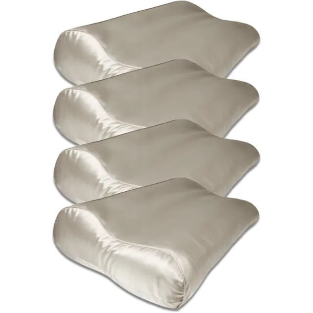 Silk Heaven Voordeelset 4x 100% Zijden kussensloop Ivoor Ergonomisch - 22MM - 30x50cm - Satijn geweven zijden kussensloop - Anti rimpel kussensloop - Silk Heaven - 30x50cm