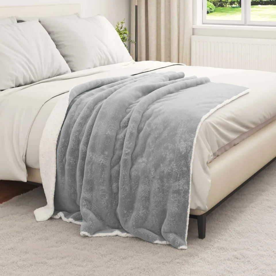 vidaXL plaid Grijs 150 x 130 cm 1 kg Fleece, foto 3