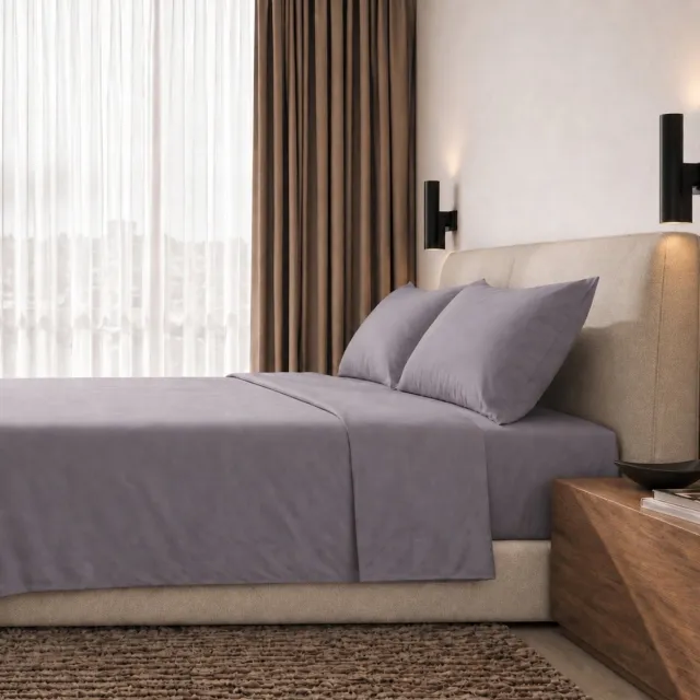 White Stone The White Stone Lakenset 100% Katoen Percal 200 TC Donkergrijs | Hoeslaken , Laken , Steghoogte 28 cm en 2 Kussenslopen | Made in Italy Grigio Scuro