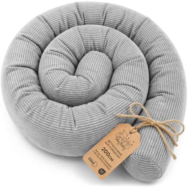 Totsy baby Zijslaper kussen Lichaamskussen 200 cm Corduroy - Lang kussen bed rol slaapkussen nek rol Decoratie voor kinderkamer Oeko-Tex certificaat Grijs C Grijs C (200 cm)