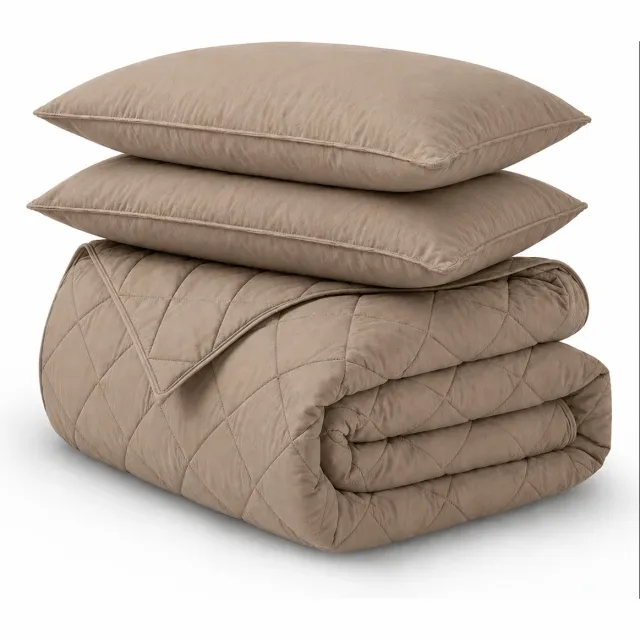 decoware Dekbed Zonder Overtrek 200x220 cm - Taupe - Incl. Kussenslopen - Wasbaar & Hoesloos - Microvezel - All Season - Tweepersoons
