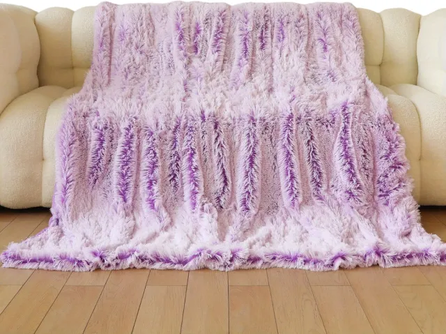 Livano Plaid - Dekentje - Pluche - Wollen - Fleece - Deken - Knuffeldeken - Bank Deken - Paars - 130x160cm