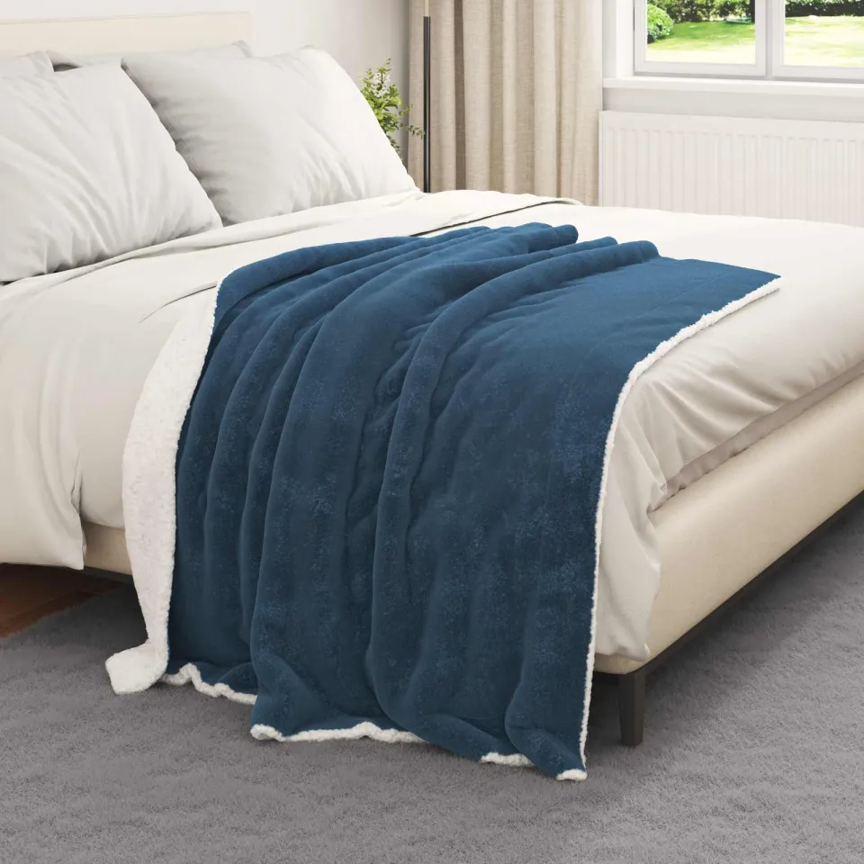 vidaXL plaid Marineblauw 150 x 130 cm 1 kg Fleece, foto 3