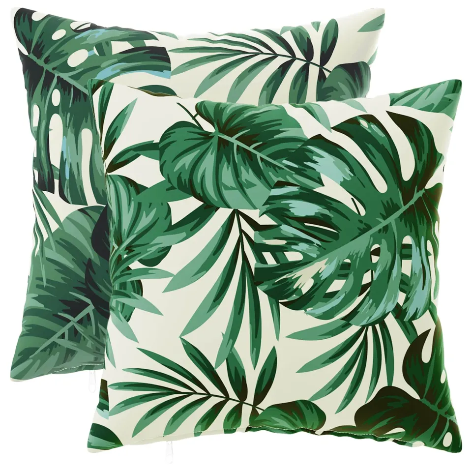 vidaXL Kussensloop 2 st HEERLEN Bladpatroon 50 x 50 cm Polyester groen, foto 3