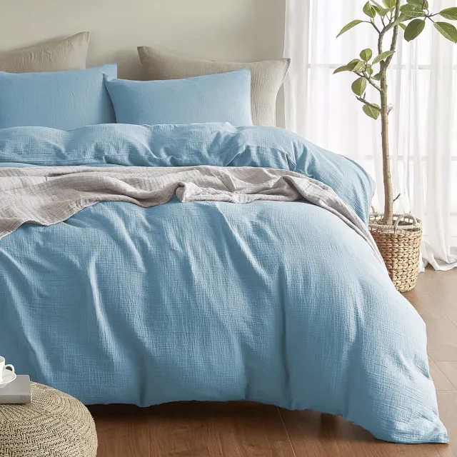 Ibenzoa Violet katoenen beddengoedset met dekbedovertrek en kussenslopen voor comfort paars