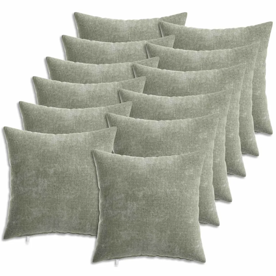 vidaXL Kussensloop 12 st HEERLEN Groen 40 x 40 cm Chenille Stof, foto 3
