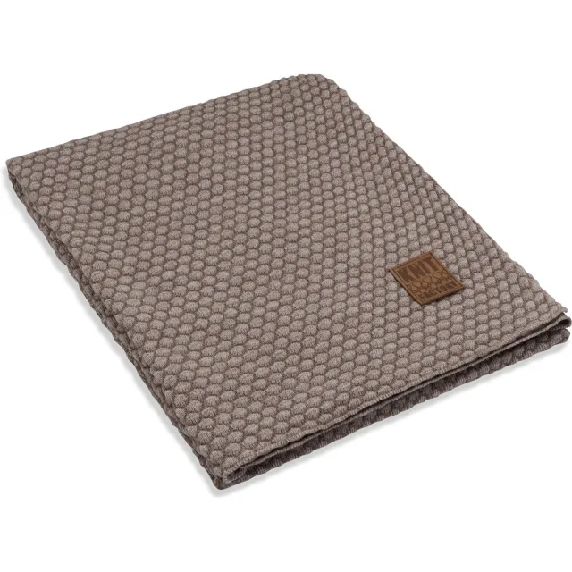 Knit Factory Juul Gebreid Plaid - Woondeken - Kleed - Marron/Beige - 160x130 cm