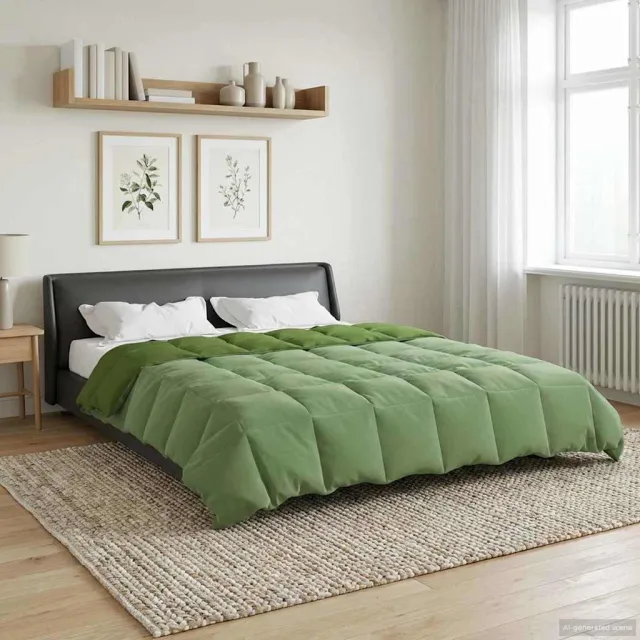 vidaXL Vol jaar dekbed 220 x 240 cm Microfiber (100% polyester) Groen