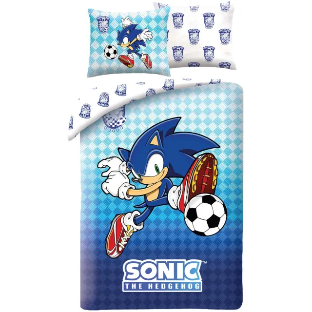 Sonic the Hedgehog Dekbedovertrek, Voetbal - 140 x 200 + 70 x 90 cm - Polyester Blauw