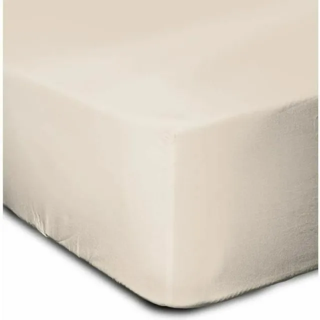 LOVELY HOME Hoeslaken - 100% katoen - 90 x 190 + Hoed 25 cm - LOVELY HOME Beige