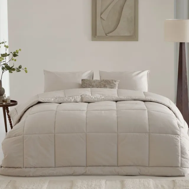 Walra Dekbed zonder overtrek Natural Haze - 140x200cm - 100% percale katoen - Wasbaar dekbed - 4 seizoenen - Bedrukt dekbed - Hoesloos Dekbed Zand