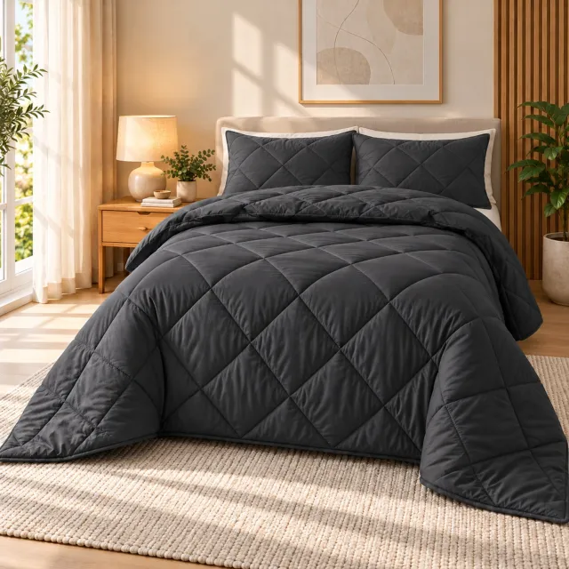 Dormidor Wasbaar Ruit Dekbed 240x200 cm – Inclusief Kussensloop – Antraciet