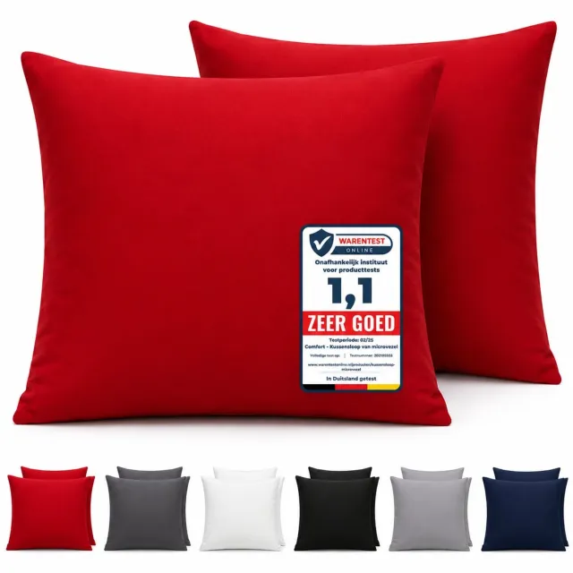 Komfortec Set van 2 Premium Kussenslopen 65x65 cm - Superzachte Kussenhoes – 100% - Geborsteld Mikrovezel 90g/m² - Rood