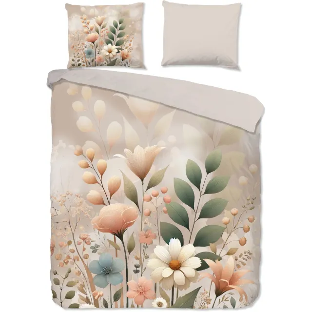 Good Morning dekbedovertrek bloemen - Zand - 100% Katoen renforce Sand